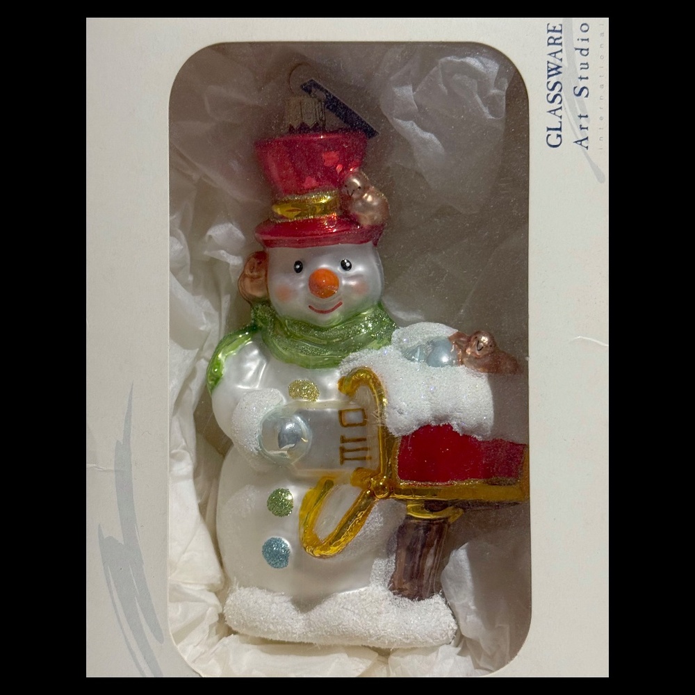 Collectible Vintage Glass Snowman Ornament